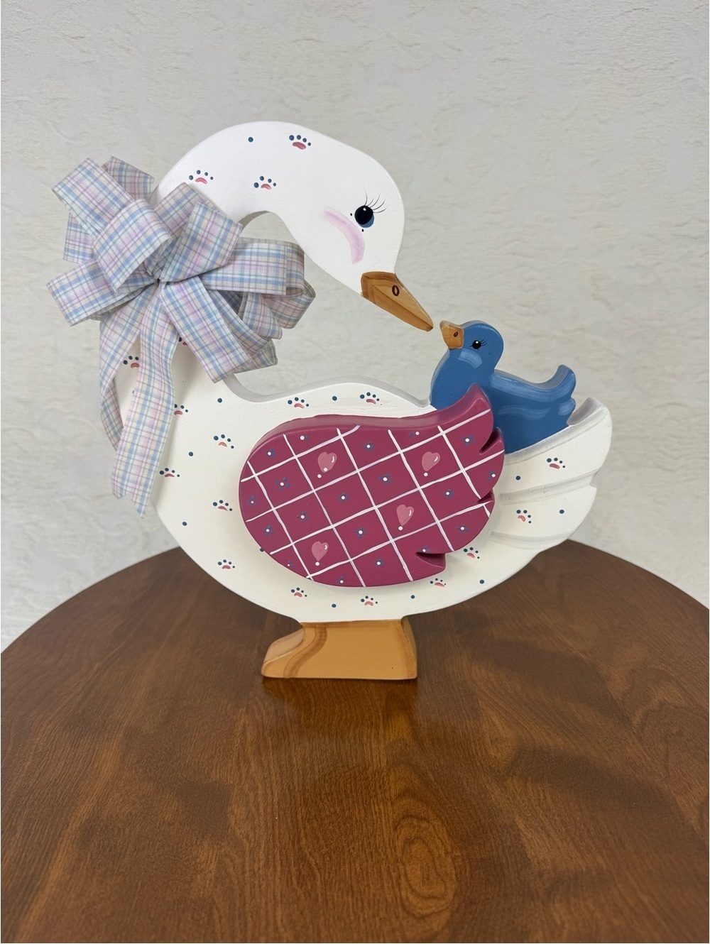 Vintage Ceramic Mother Goose with Bow & Duckling 1980s Country Decor
